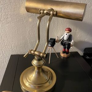 VINTAGE Underwriters Laboratories Brass Bankers Piano Desk Lamp Adjustable Works